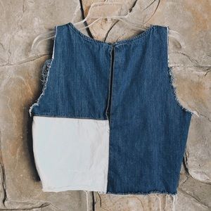 Zara Denim Top with Keyhole Back